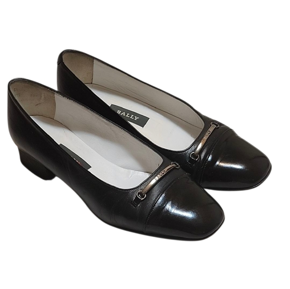 Bally Vintage  Women's Black Leather Loafer Shoes Preppy Size 37.5/US 7.5
